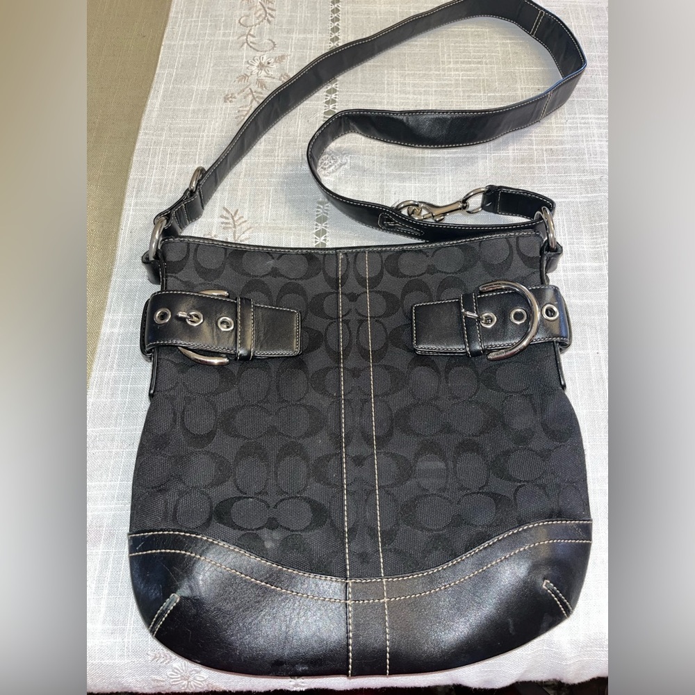 2 Coach black canvas and leather purses
